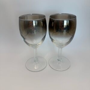 Vintage Ombre Silver Cordial Glasses Set of 2 Mercury Fade Liqueur Glass 5.25”